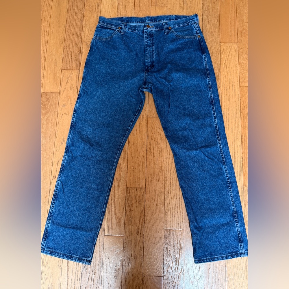 Wrangler Men's Deep Blue Straight Jeans 38x32 A103 4020 denim